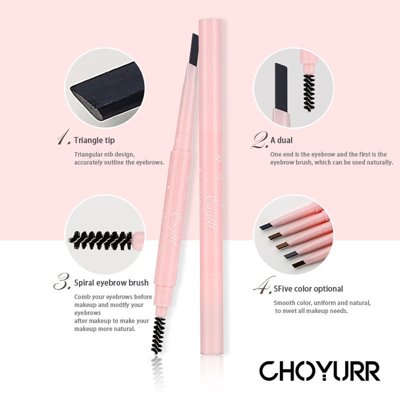 【COD】Pensil Alis Eyebrow 2 in 1 Kepala Ganda Sakura Pink Waterproof Dan Long Lasting  Eyebrow Pencil Tahan Air Original Import-CH