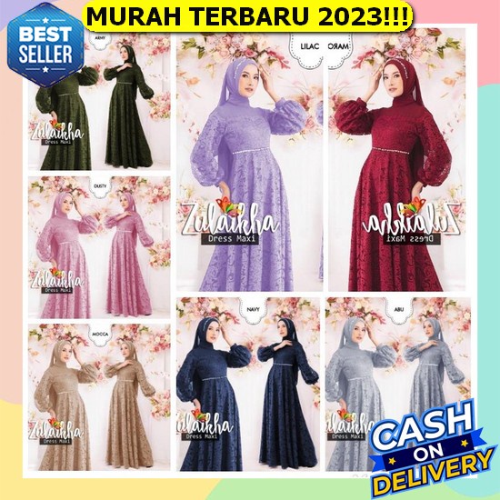Lussy Dres Gamis Wanita Dewasa Model Terbaru Gamis Ceruty Babydoll Aksen Renda Gamis Pesta Wanita Mu