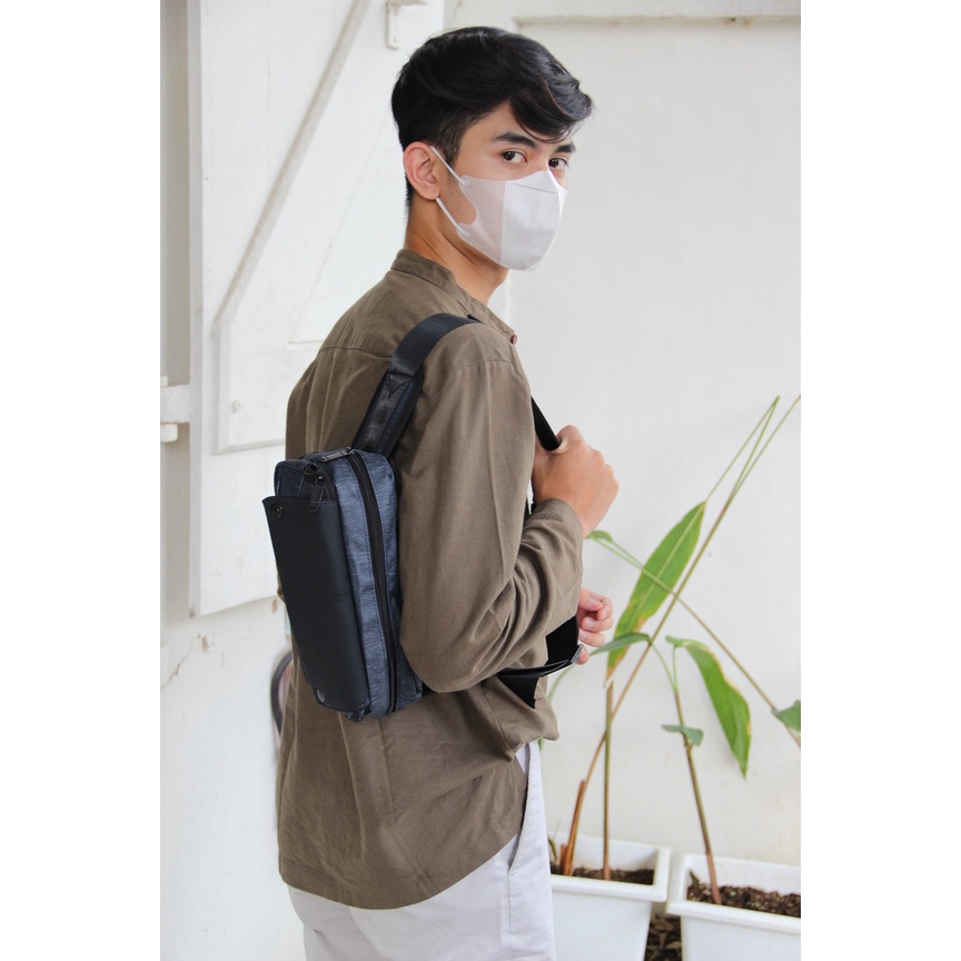 [KLIKTAS] Tas Pinggang Pria Denim Multifungsi Polo Land 1018 Waistbag Import Original