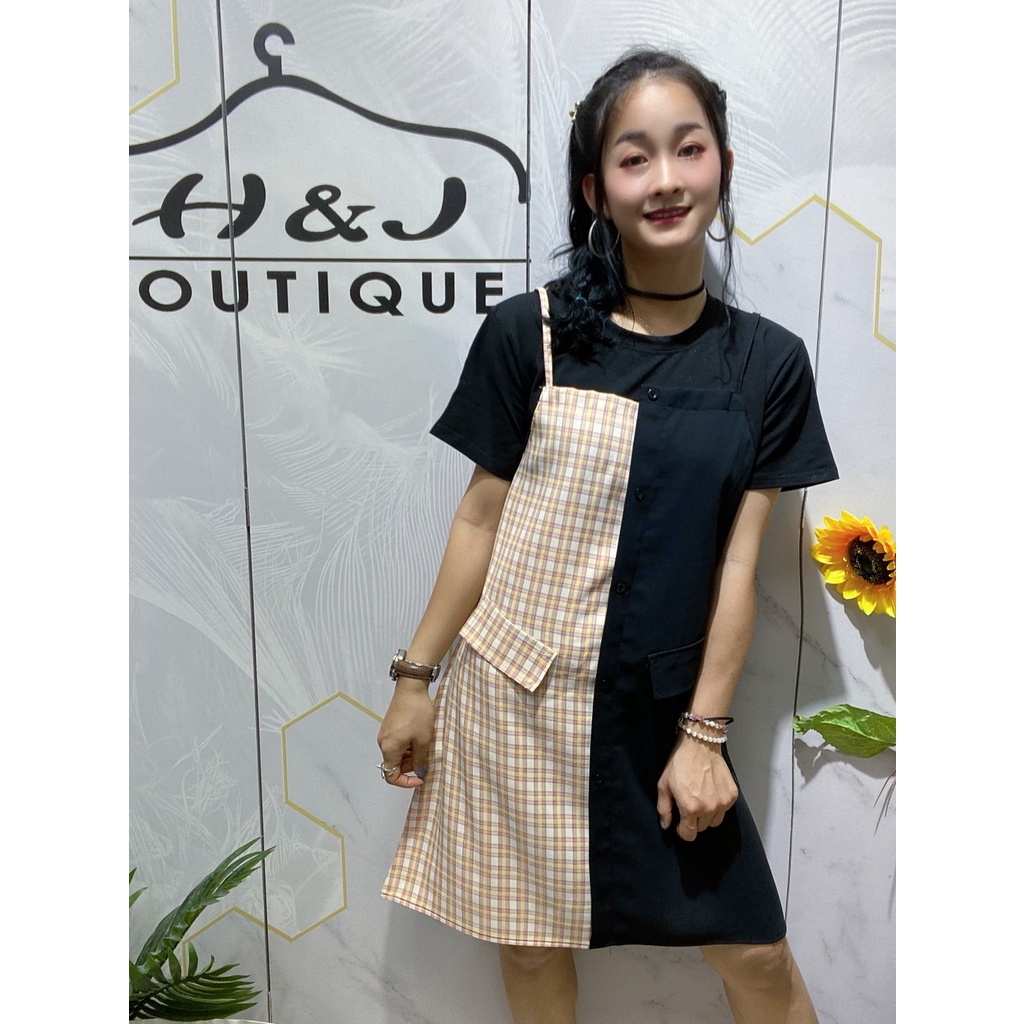 Dress wanita H&J//import bkk//dress wanita//motif kotak kotak//dress terbaru