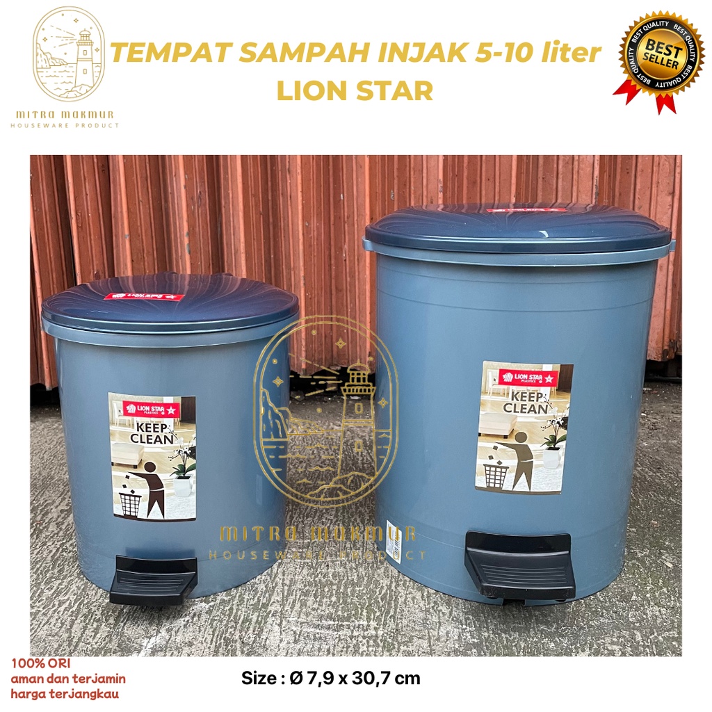 TERMURAH!! TEMPAT SAMPAH INJAK 5-10 LITER LION STAR / TEMPAT SAMPAH INJEK PLASTIK BULAT DAN KOTAK