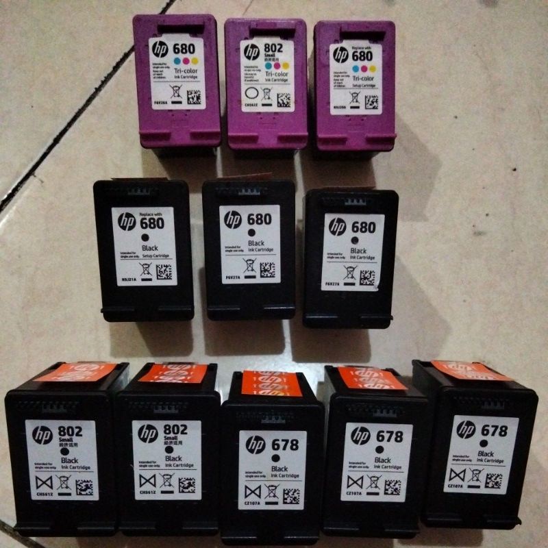Lelangan cartridge tinta Hp 21,22 ,27,56,57,46,75Xl,60,62,62Xl,7,95,98,93,94,97, black/colour lospac