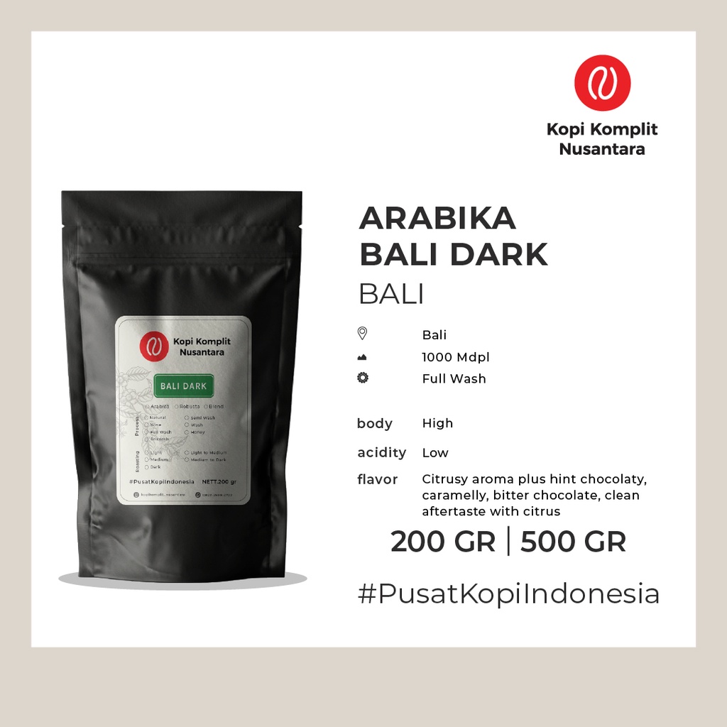 

Arabika Bali Kintamani Dark Roasting - Kopi Biji dan Bubuk