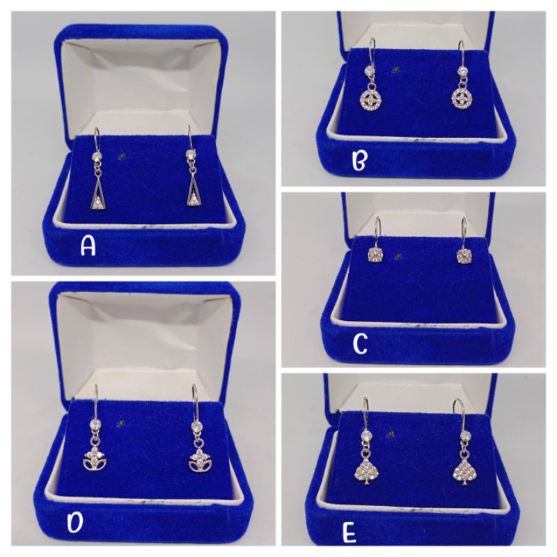 anting model kait variasi model mata putih-perak asli silver 925 lapis emas-perhiasan fashion wanita terbaru