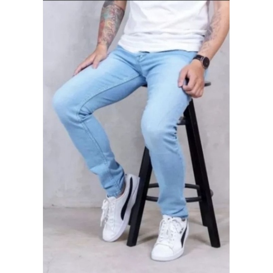 Jeans riped celana slimfit skinny cowok pria