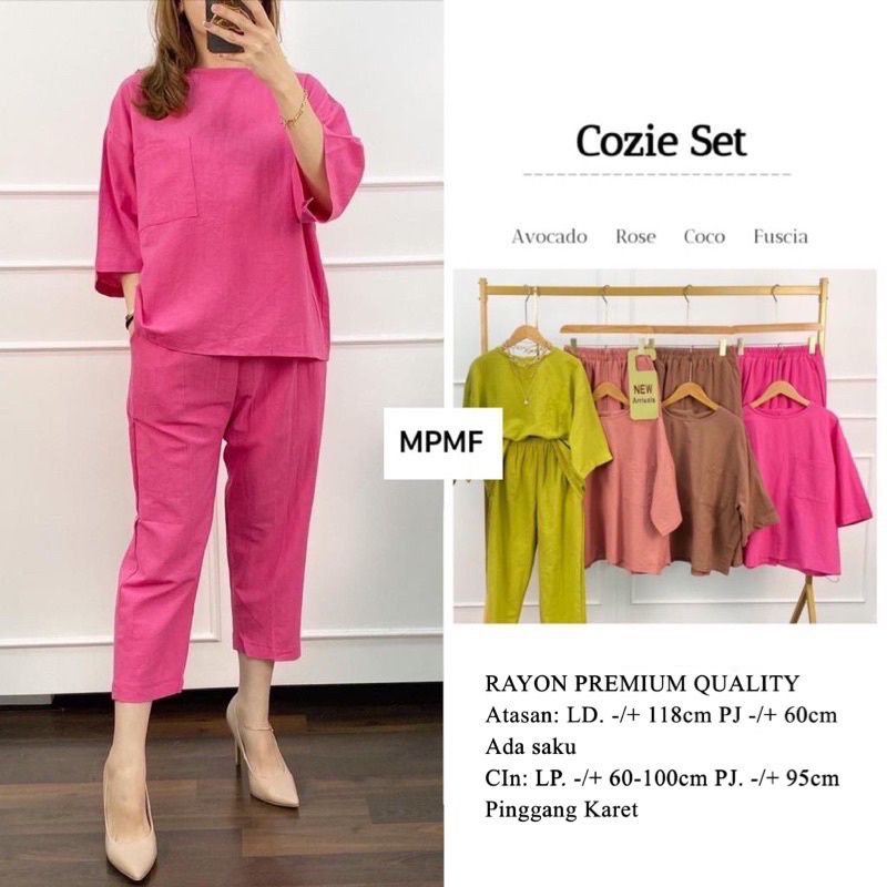 Setelan Wanita/Cozie Set Setelan Top+pants/Rayon Premium Quality/Cozie set Standar&jumbo