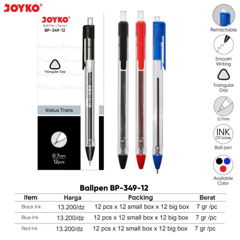 

Ballpen BP-349-12 0.7 Vokus Trans Joyko