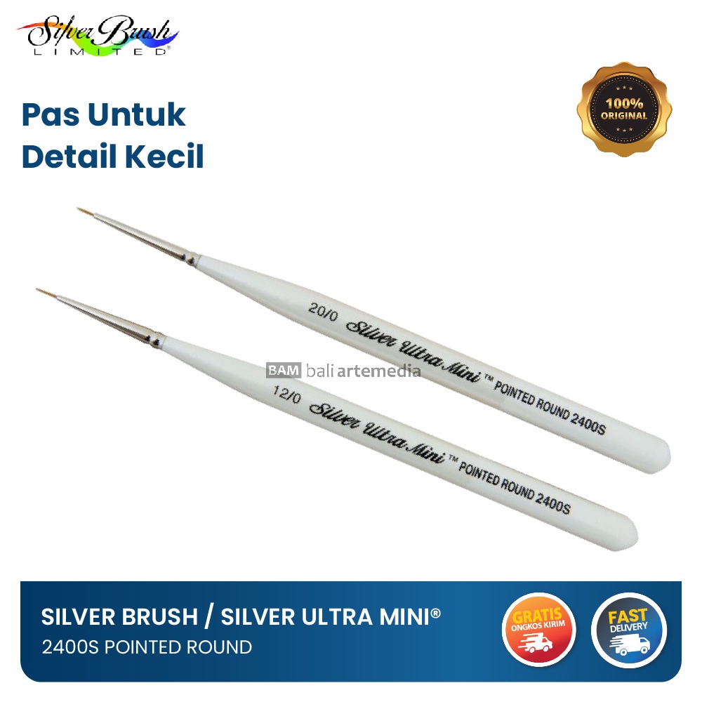 Kuas Kecil Lukis Alat Menggambar Silver Brush/ Silver Ultra Mini® 2400S Pointed Round Terlaris By Bali Artemedia