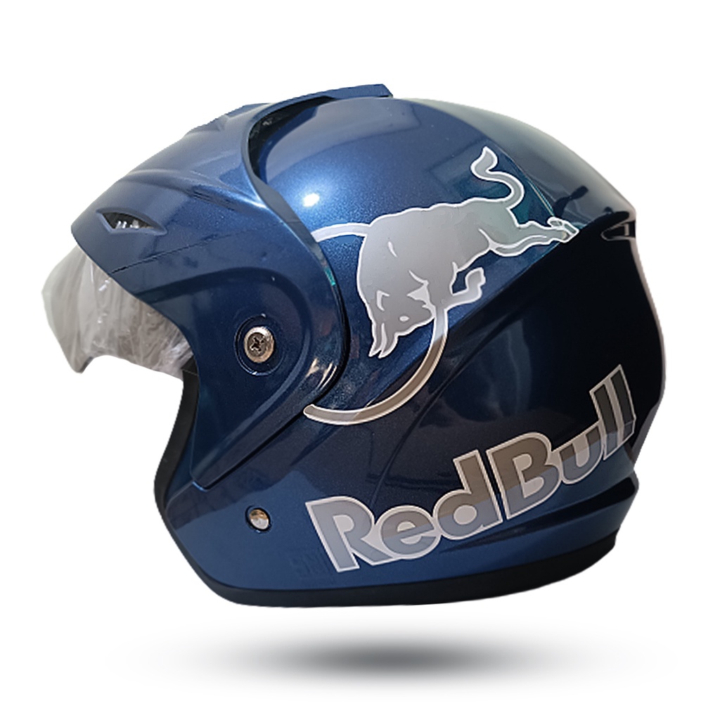 Helm Half Face JP 5 Red Bull / Helm Dewasa Untuk Pria Dan Wanita Dewasa COD