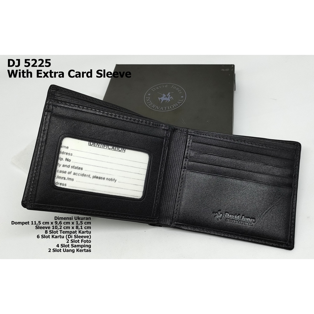 Dompet Pria David Jones DJ 5225 Sleeve Card Model Tidur Kulit Import