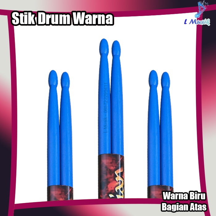 STIK DRUM PREMIUM WARNA WARNI BAHAN SAWO UKURAN STANDAR 5A