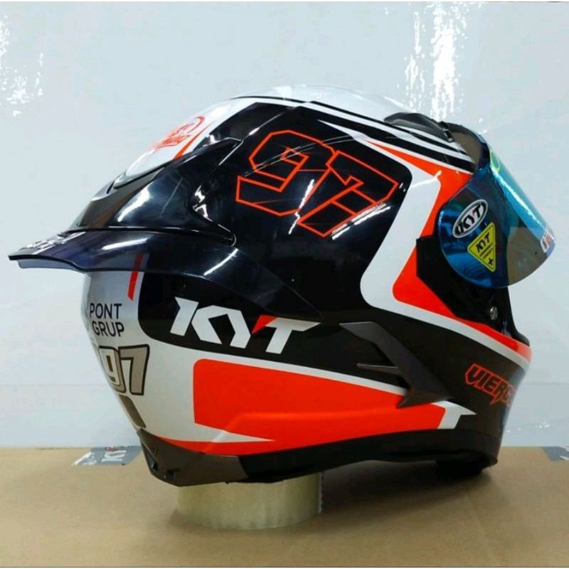 PAKET VISOR HELM VENDETTA 2 FALCON + SPOILER + STIKER LOGO KYT
