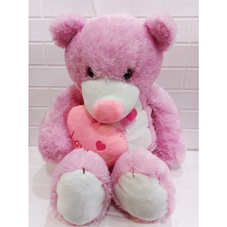 Frawall - Boneka Beruang Pink Pegang Love Jumbo Ukuran 68cm