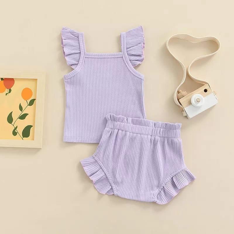 VS - SET YEKA ANAK PEREMPUAN / SETELAN ANAK RUFFLE PEREMPUAN RIB USIA 1-5 TAHUN