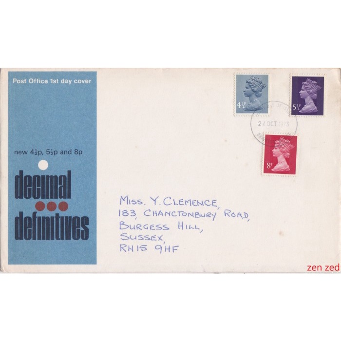 

A841 Prangko Inggris FDC 1973 Queen Elizabeth II 1 Pcs