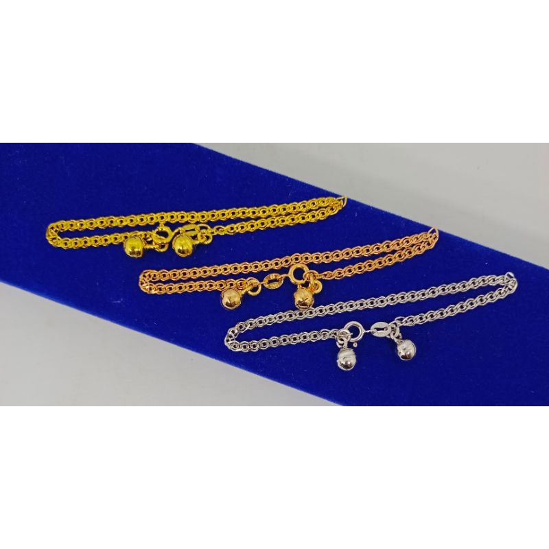 gelang tangan rantai sisik naga double+2bel/perak asli silver 925 lapis emas/perhiasan fashion wanita terbaru