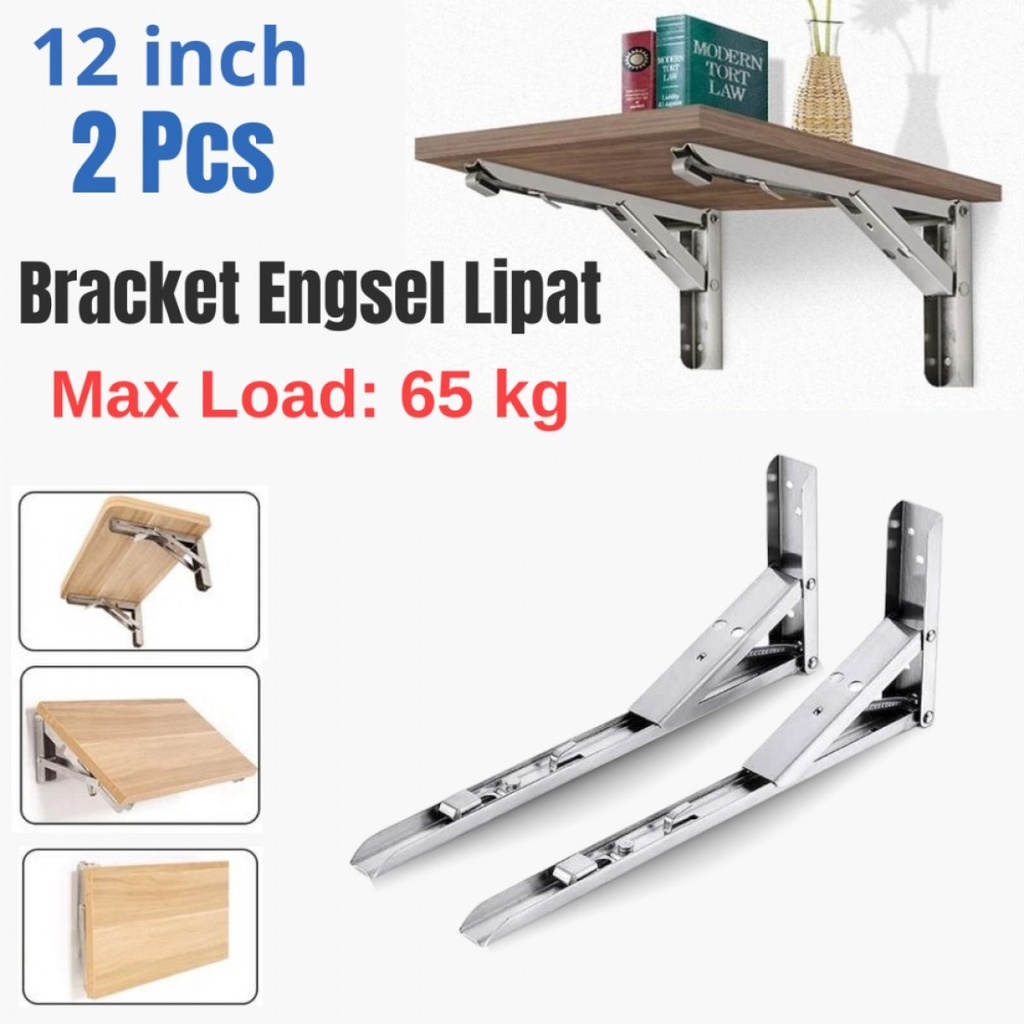 Bracket Engsel Lipat Taffware Stainless Steel 65 kg 12 Inch 2 PCS