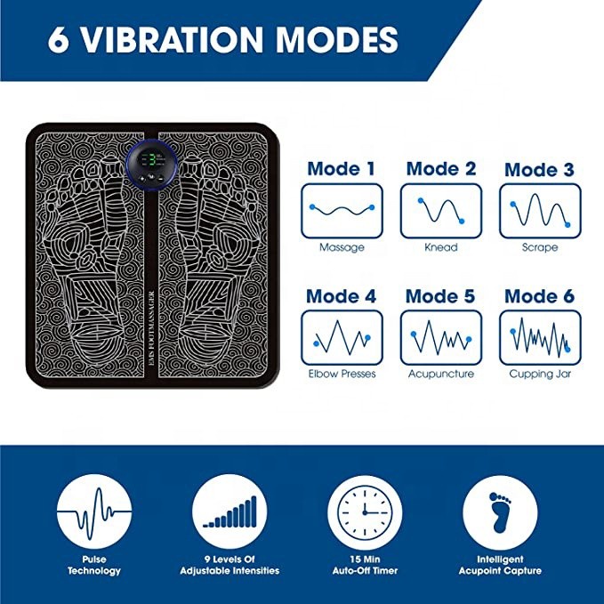 EMS Pijat Kaki Pad Mat Original / EMS Foot Massager/ Mat Akupunktur /Meningkatkan Sirkulasi Darah Meredakan 9 VIBRATION