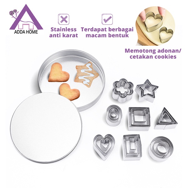 Cetakan Pemotong Kue Biskuit  Cookies Bahan Stainless Steel  Aneka Bentuk Persegi Bulat Hati Bintang Bunga