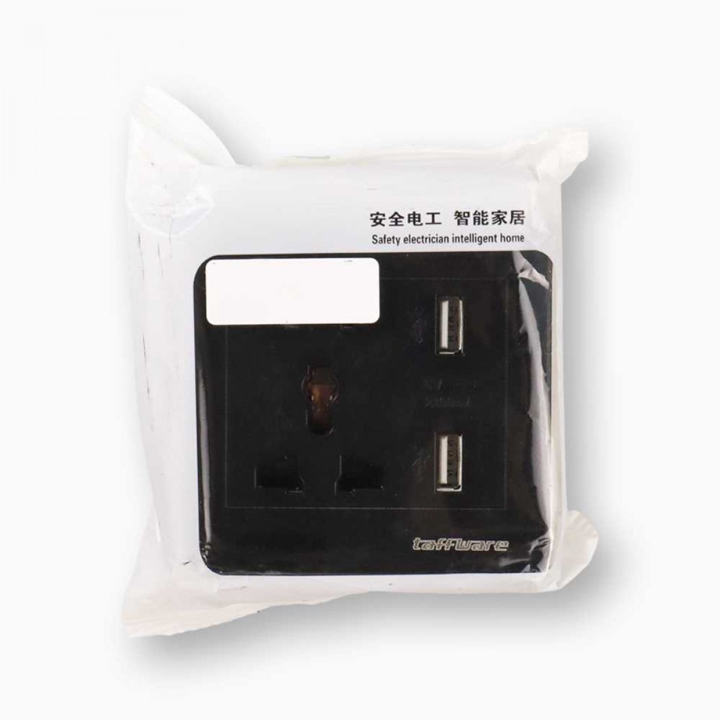 Stop Kontak USB Charger 2 Port Universal Taffware Wall Socket UK EU US