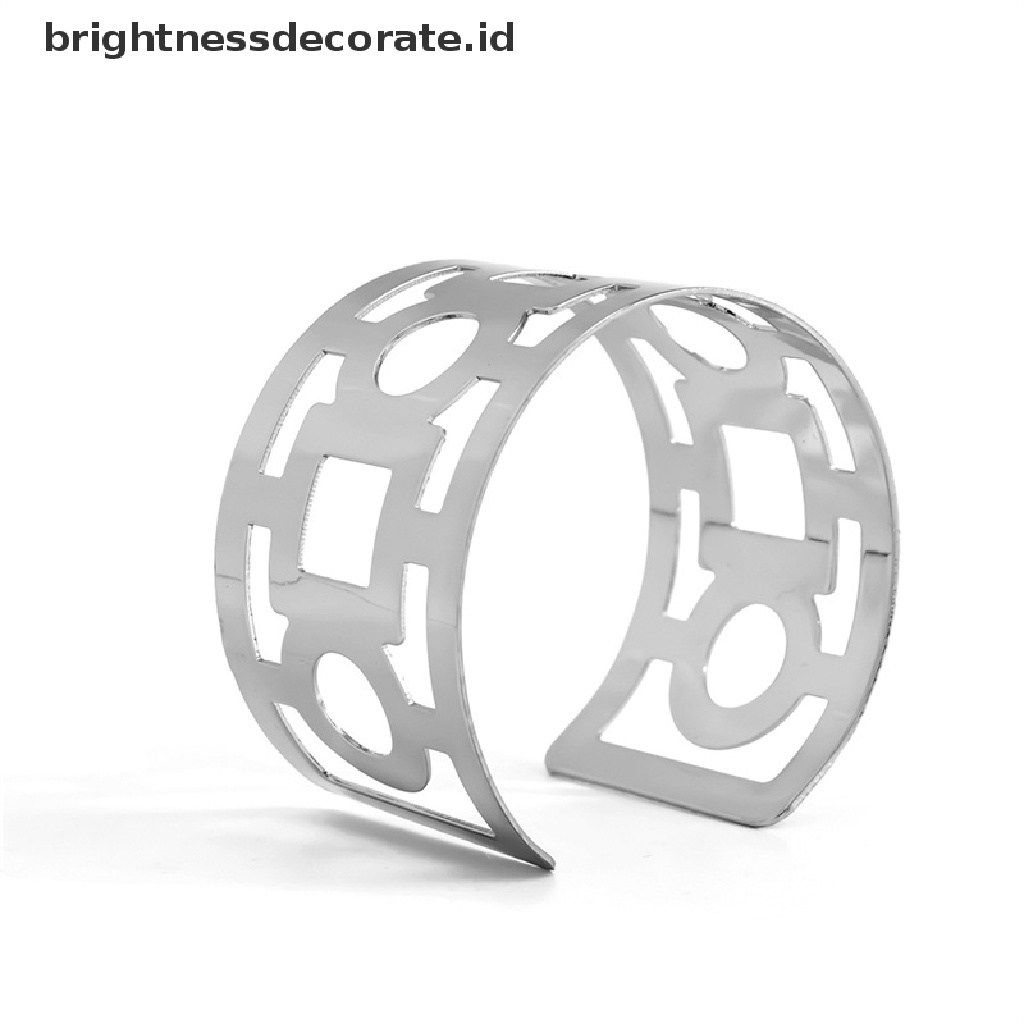 [Birth] Logam Berongga Geometris Terbuka Adjustable Bangles Wanita Manset Lebar Gelang Pesta Perhiasan [ID]