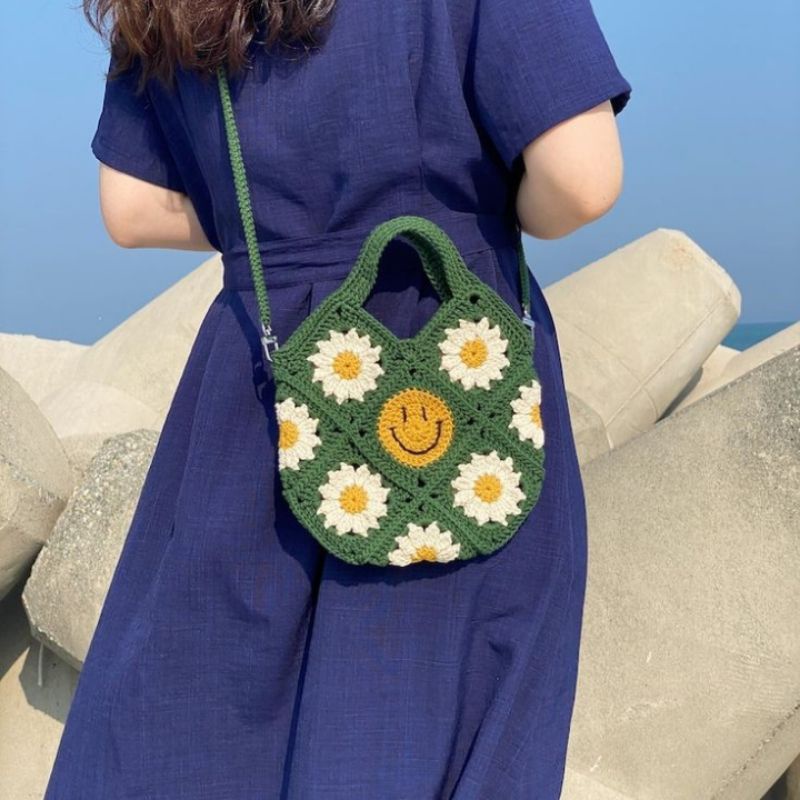 KARAMEL || GRANNY SQUARE LONG STRAP | TAS RAJUT WANITA | TALI PANJANG