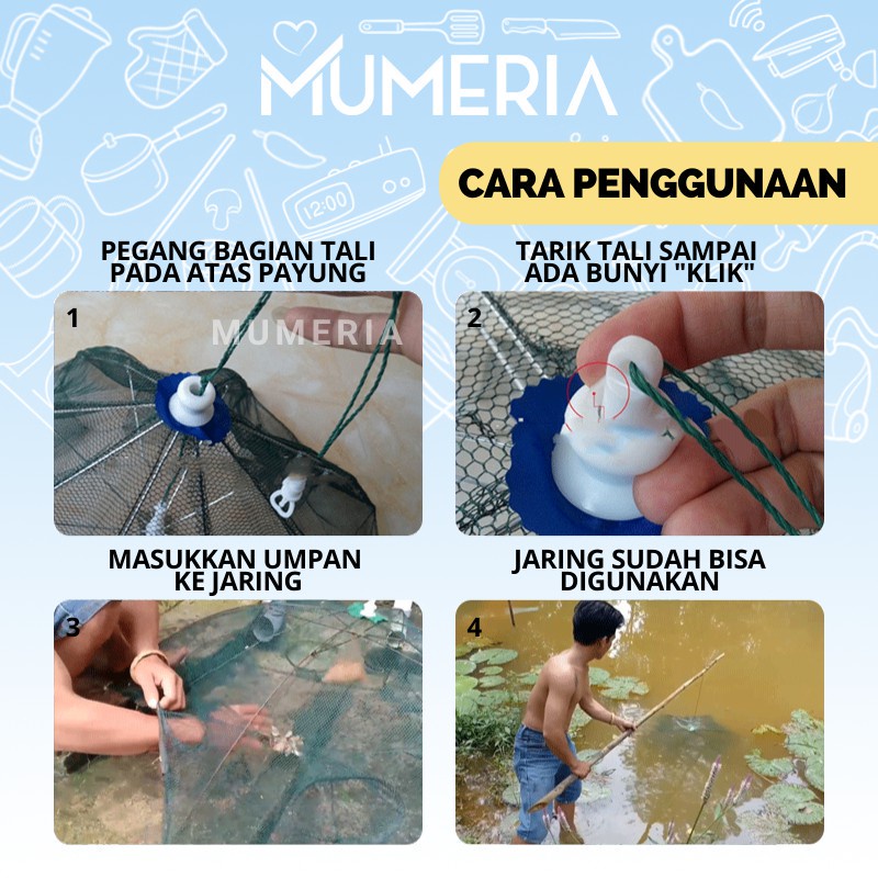 COD - SM88 - 6L perangkap Bubu Payung Alat Jaring Pancing Jala Ikan Udang Kepiting Fish Trap Net 6 Lubang