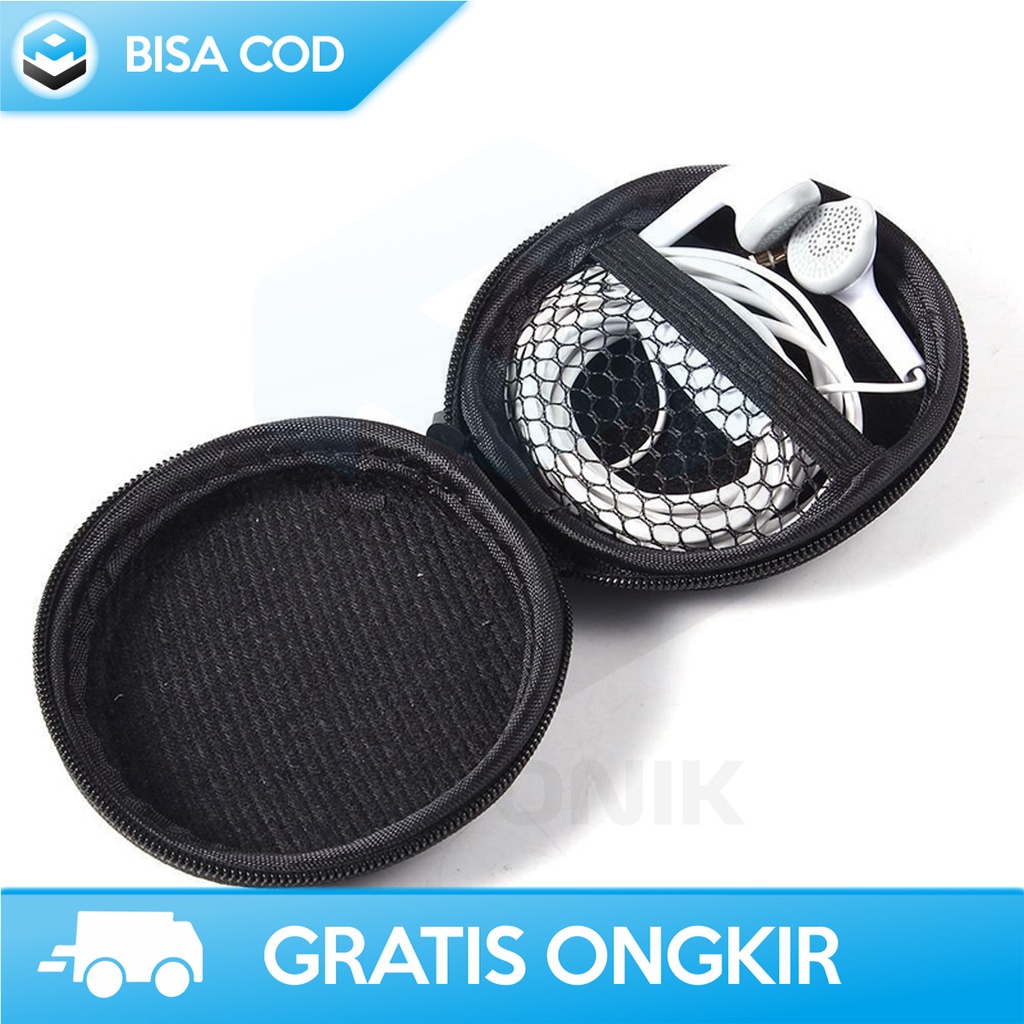 TEMPAT HEADSET BULAT PREMIUM QUALITY POUCH EARPHONE STORAGE BAG MINI