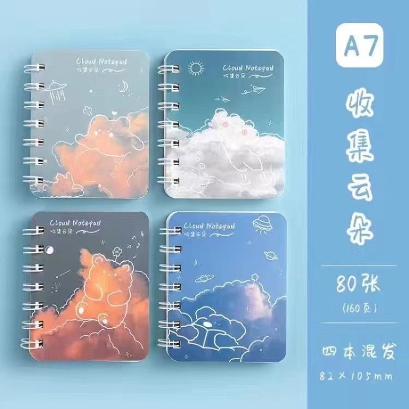1 pcs Buku / Notebook Mini Ring A7 Motif-Cloudy