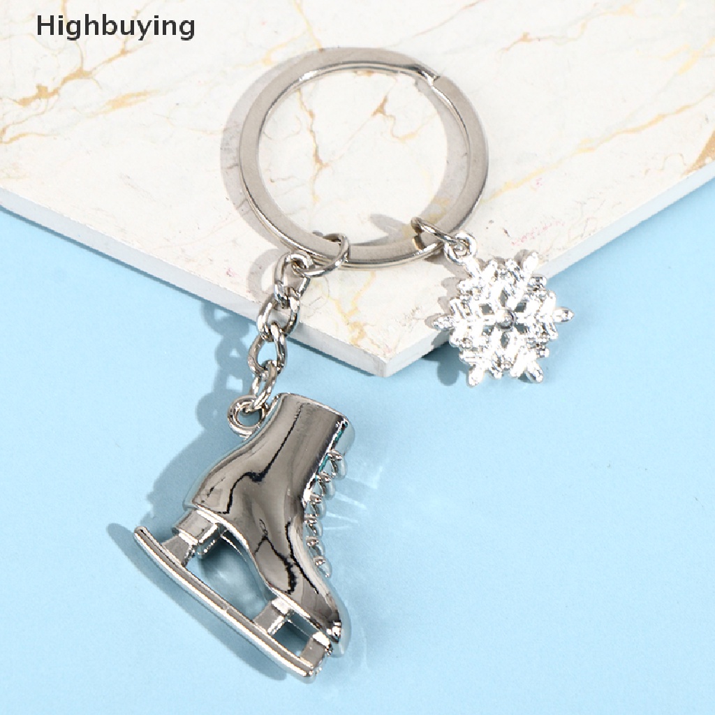 Hbid 1pc Silver Ice Skates Snowflake Pendant Key Ring Skag Gantungan Kunci Keychain Glory