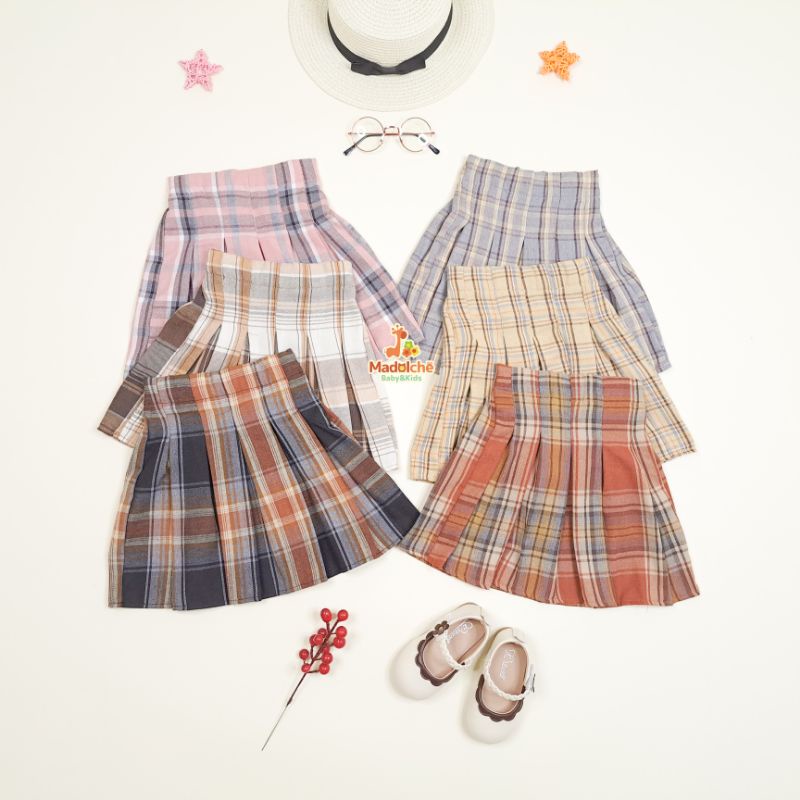 Elena Mini Skirt Rok Span Pendek Flanel Anak Perempuan Usia 1-5 Tahun | Rok  Mini Kotak Anak Cewek