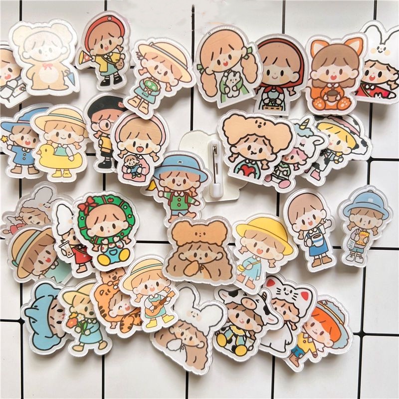 Pin akrilik tas aksesoris 1 buah bros/kreatif lucu pakaian liontin lencana lucu versi Korea/PIN TAS 