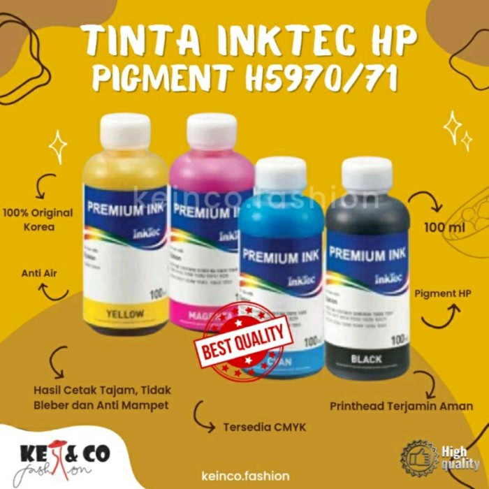 TINTA REFILL PIGMENT INKTEC HP 7740 7720 KEMASAN 100ML