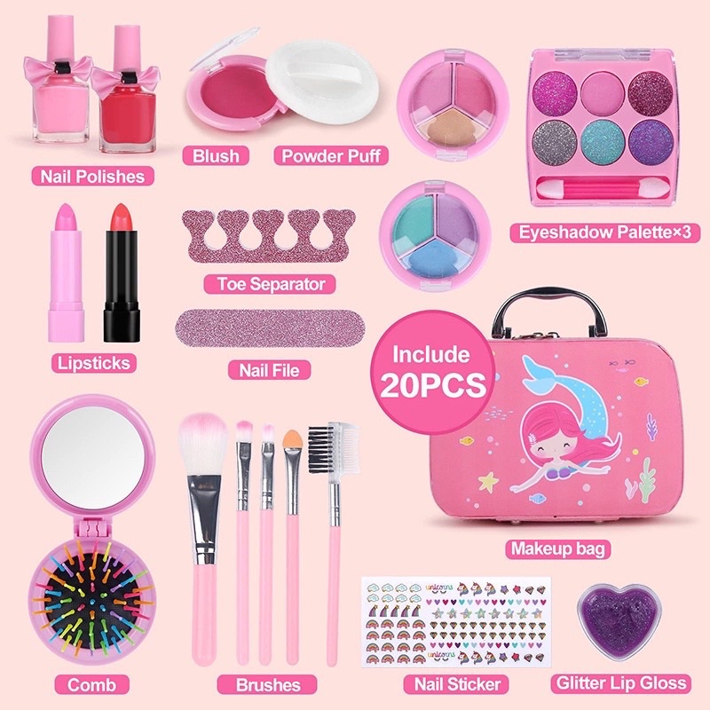 children pretend plays make up kit set mainan make up anak dengan fungsi asli - kado anak cewek