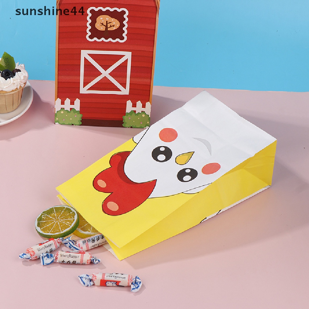 Sunshine 6 Pcs Kartun Hewan Pertanian Hadiah Tas Permen Anak-Anak Tema Pertanian Perlengkapan Pesta Ulang Tahun.