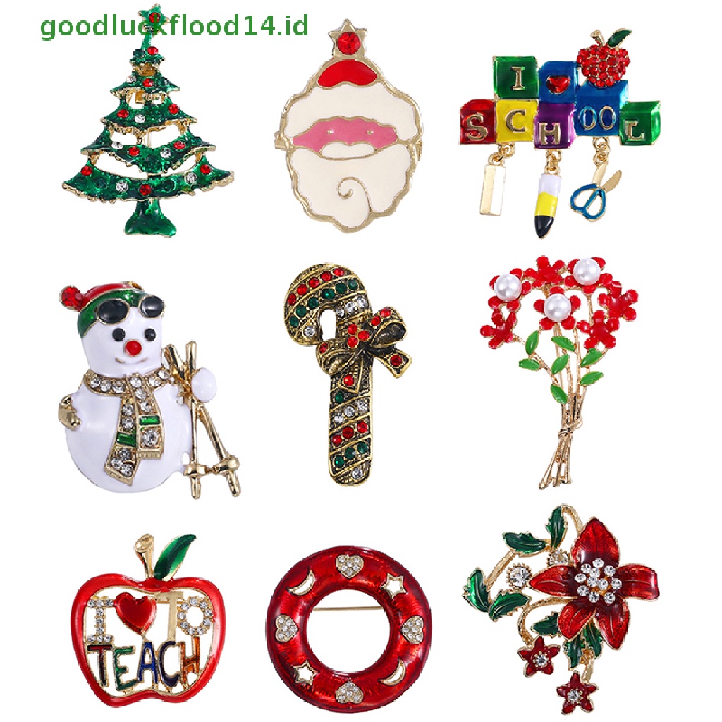 [GOOGFOUR] Tahun Baru Bros Pin Natal Elemen Pin Snowman Pohon Natal Perhiasan Pin Natal Kartun Bros Fashion Perhiasan Hadiah [TOP]