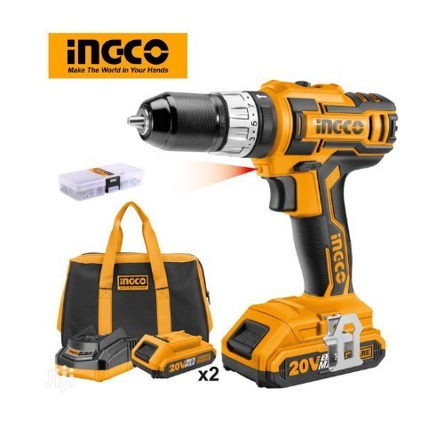 Ingco Bor Cordless Impact Drill 10mm CIDLI2002 Tembok Baterai P20S
