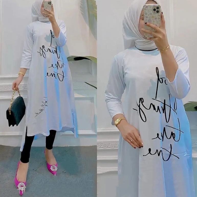Terbaru Arista Midi Dress Unique Midi Dress Combed 24s  Midi Dress Kaos Sablon Mewah Elegant Midi Dr