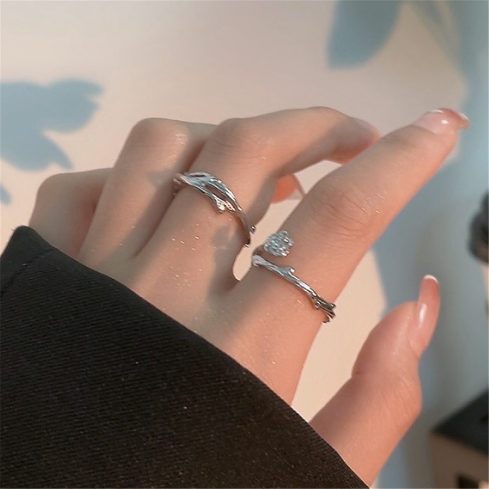 Couple Adjustable Bunga Mawar Pecinta Pembukaan Adjustable Ring Aksesoris Cincin Rose