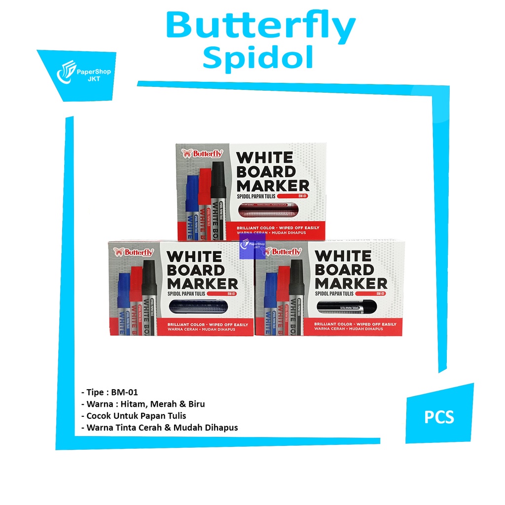 

BUTTERFLY - WhiteBoard Marker - Spidol Papan Tulis BM-01 - Pcs