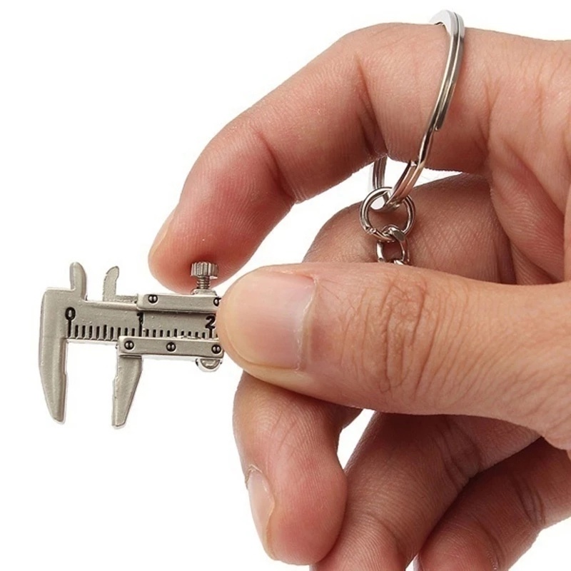 Mini Vernier Caliper Keychain Alat Ukur/Gantungan Kunci Model Simulasi Penggaris Vernier Caliper