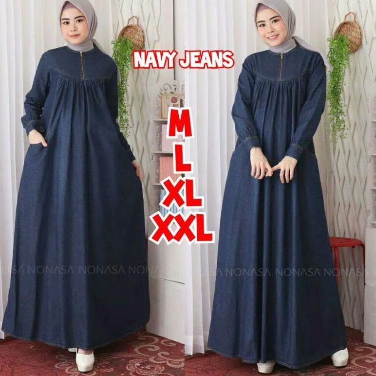 Promo Spesial 2.2 Ambi Gamis Dress Jeans Terbaru Gamis Levis Jumbo Dress Levis Gamis Jeans Busui Pak