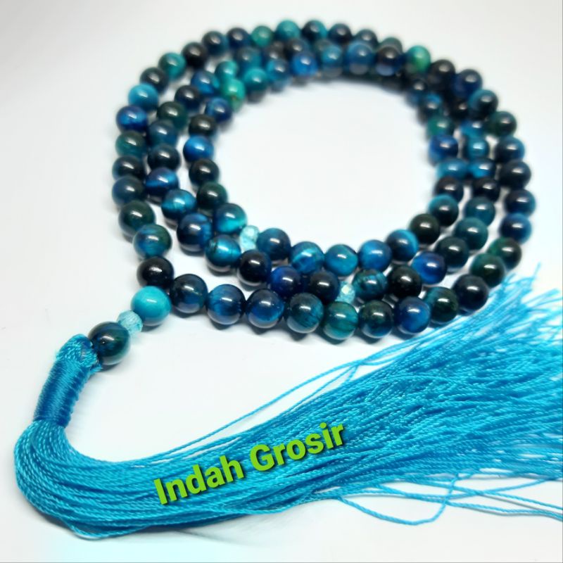 TASBIH TIGER EYE BLUE 6MM 99BUTIR ORIGINAL