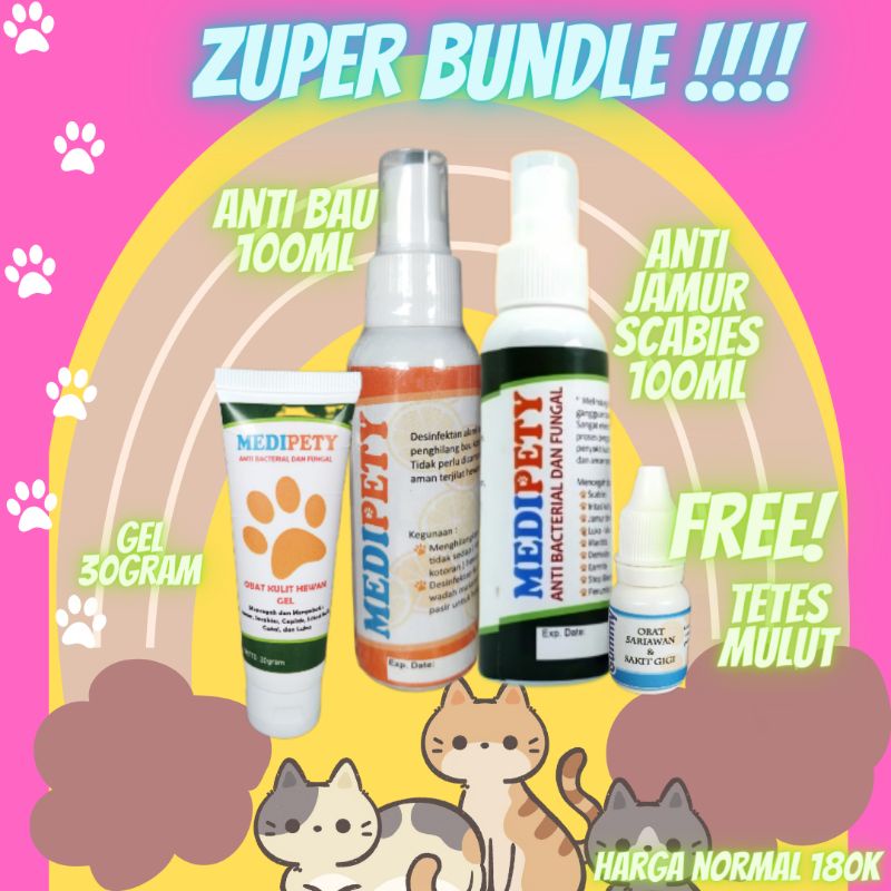 paket super bundle obat anti jamur scabies anjing kucing kelinci