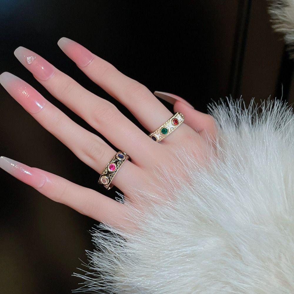 Mxbeauty Cincin Geometris Wanita Mode Sederhana Lava Kepribadian Gaya Korea Perhiasan Street Style Zircon Rings