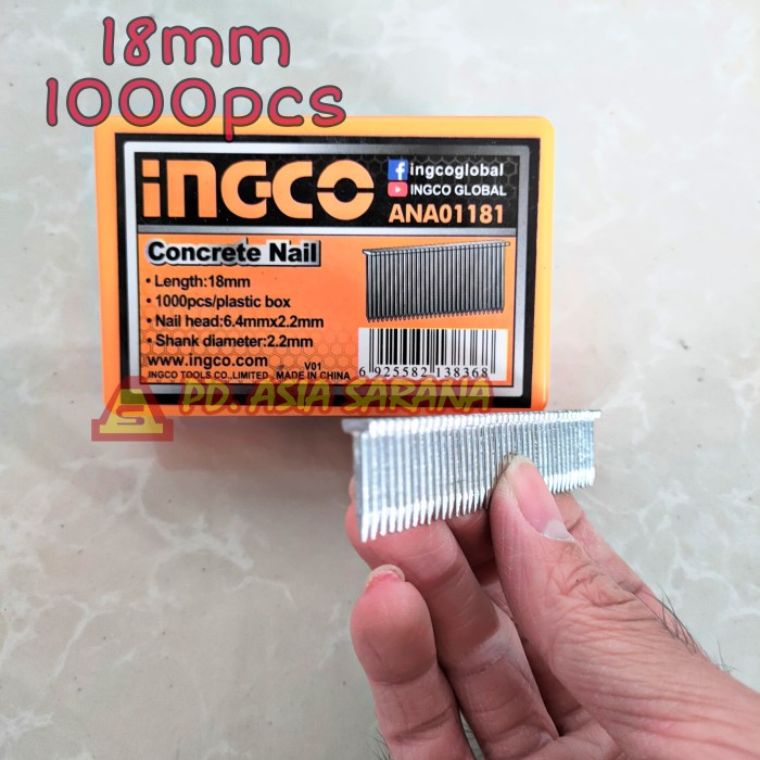 

Concrete Nail 18mm Refill INGCO ANA01181 Isi Paku Tembak Beton Tembok