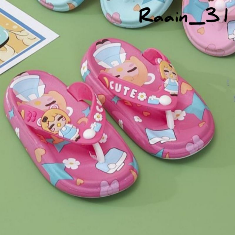 Sandal anak terbaru Sandal import bekro Sendal karet pcu trendy empuk nyaman Selop wanita motif Cute happy