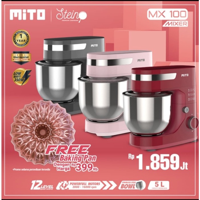 Mixer Mito Mitochiba Stand Mixer Mx-100 5 Liter Elektrik Garansi Resmi