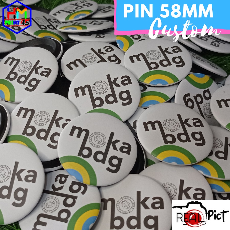 Cetak Pin Peniti Custom 58 mm Putih termurah / Pin Peniti Custom semua desain