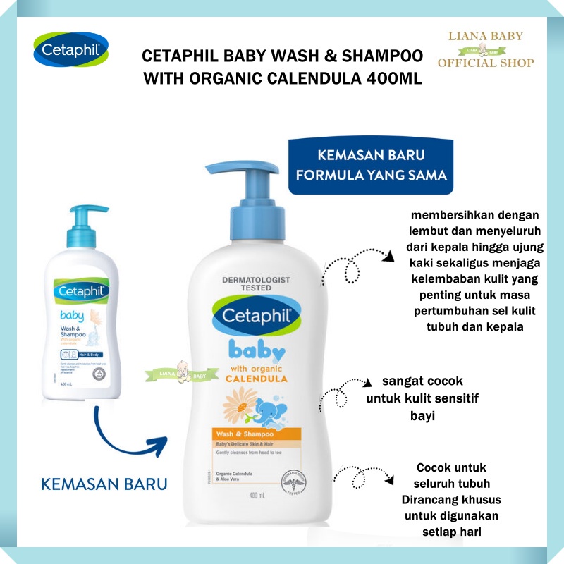 PERA398 SABUN CETAPHIL BABY WASH&amp;SHAMPOO WITH ORGANIC CALENDULA 400 ML exp bln 3 2025